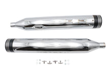 Load image into Gallery viewer, Wyatt Gatling Muffler Set Chrome with Black Saturn Tips