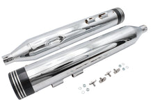 Load image into Gallery viewer, Wyatt Gatling Muffler Set Chrome with Black Saturn Tips