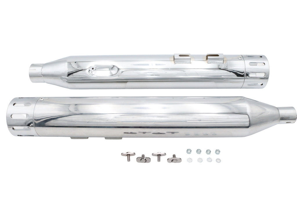 Wyatt Gatling Muffler Set Chrome with Chrome Slot Tips