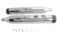 Load image into Gallery viewer, Wyatt Gatling Muffler Set Chrome with Black Contour Tips