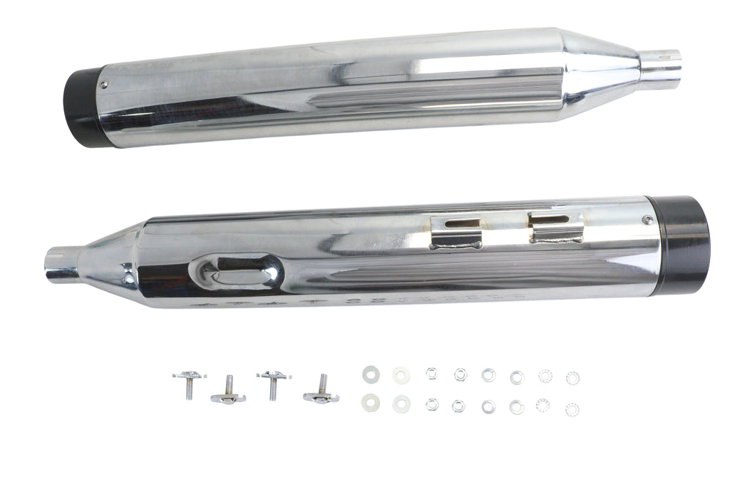 Wyatt Gatling Muffler Set Chrome with Black Contour Tips