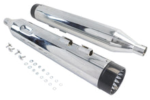 Load image into Gallery viewer, Wyatt Gatling Muffler Set Chrome with Black Contour Tips