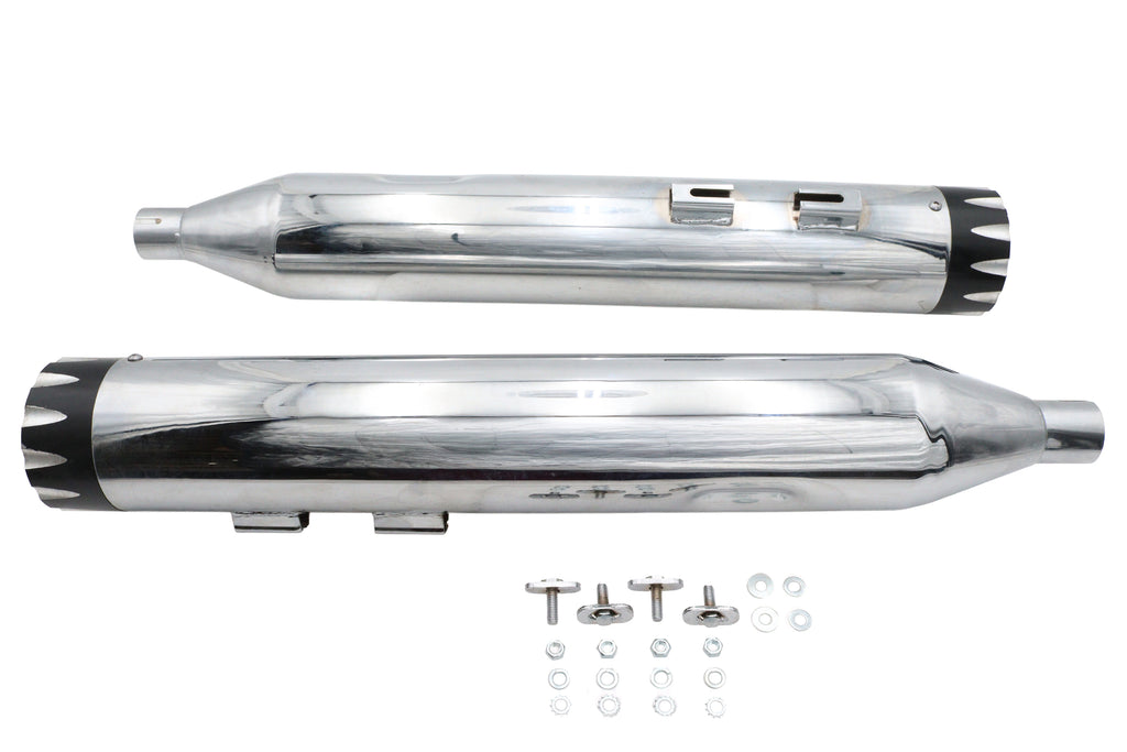 Wyatt Gatling Muffler Set Chrome With Black Revolver Tips