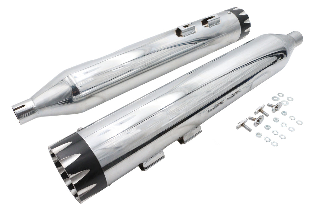 Wyatt Gatling Muffler Set Chrome With Black Revolver Tips
