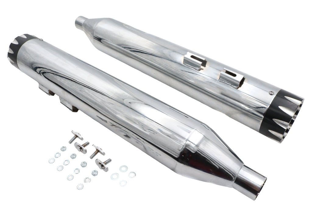 Wyatt Gatling Muffler Set Chrome With Black Revolver Tips