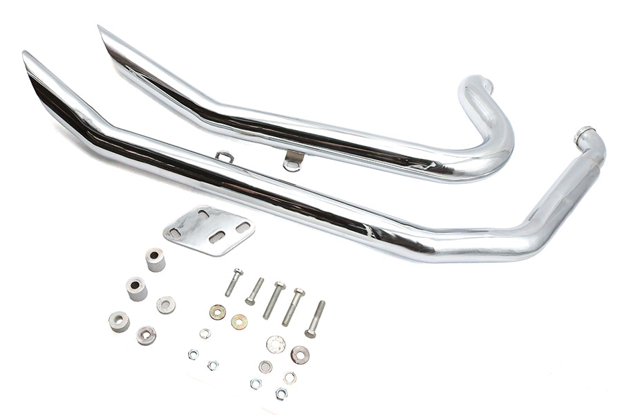 Big Growl Exhaust Upswept Double Barrel Drag Pipe Set Chrome