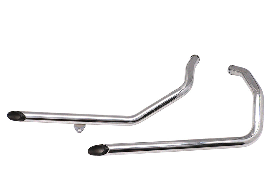 Exhaust Drag Pipe Set Chrome with Black Slash Tips