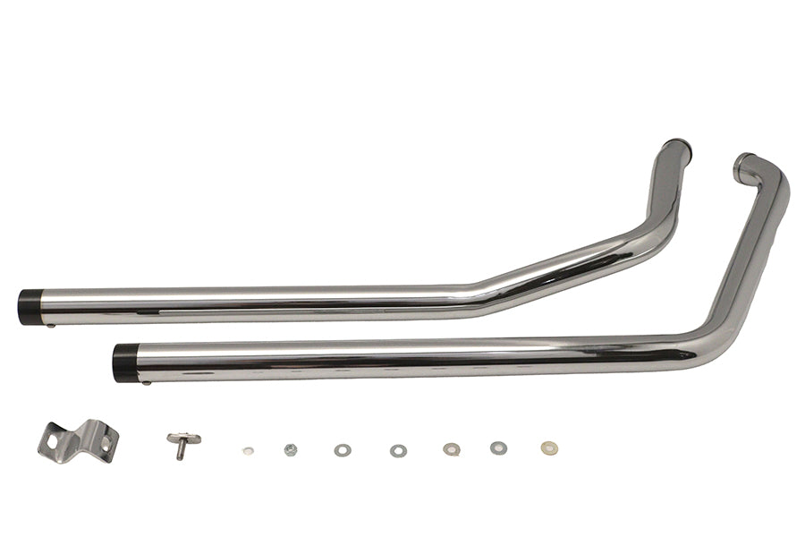 Exhaust Drag Pipe Set with Short Straight Cut Black Tips