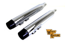 Load image into Gallery viewer, Wyatt Gatling Muffler Set Chrome with Black Conical Tip