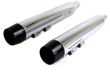 Load image into Gallery viewer, Wyatt Gatling Muffler Set Chrome with Black Conical Tip