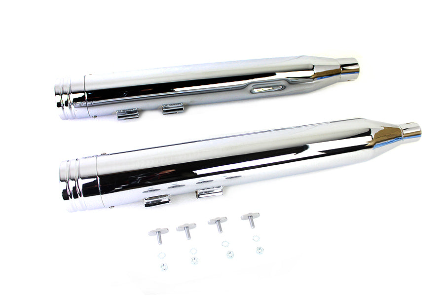 Wyatt Gatling Muffler Set Chrome with Chrome 2 Ring Comet