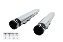 Load image into Gallery viewer, Wyatt Gatling Muffler Set Chrome with Black 2 Ring Comet Tip