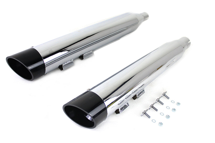 Wyatt Gatling Muffler Set Chrome with Black Slash Down Tip