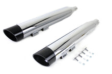 Load image into Gallery viewer, Wyatt Gatling Muffler Set Chrome with Black Slash Down Tip