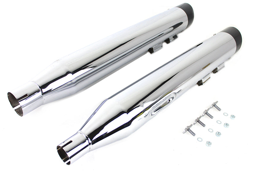 Wyatt Gatling Muffler Set Chrome with Black Slash Down Tip