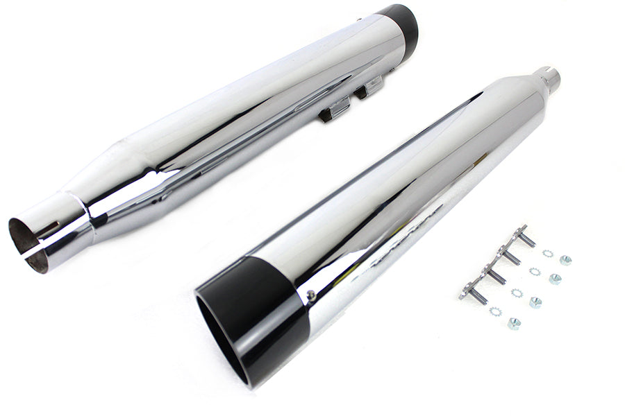Wyatt Gatling Muffler Set Chrome with Black Slash Down Tip