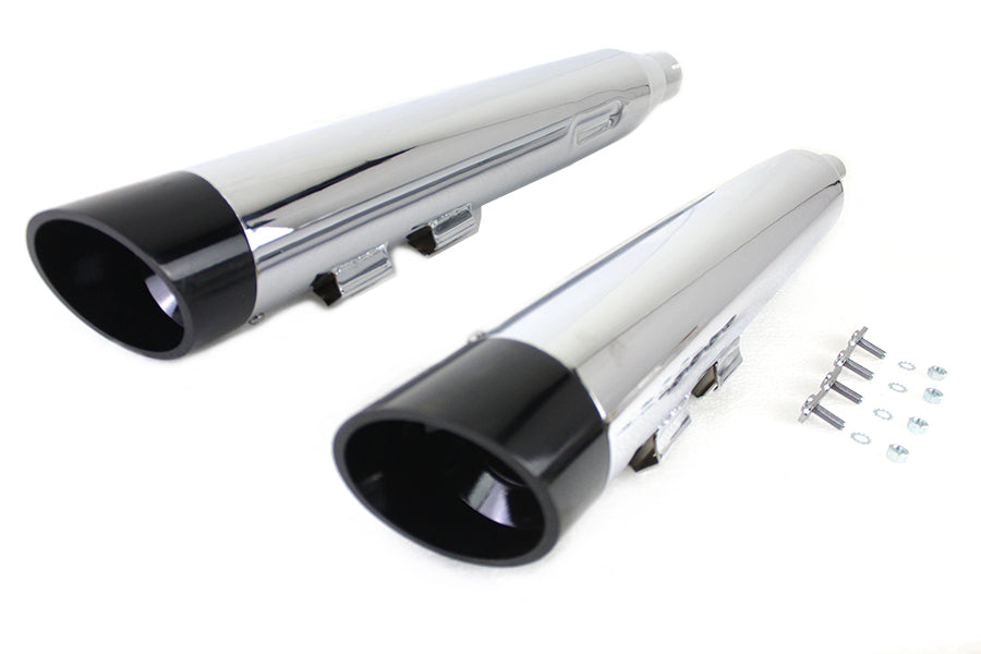 Wyatt Gatling Muffler Set Chrome with Black Slash Down Tip
