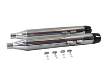Load image into Gallery viewer, Chrome Muffler Set with Black Medium Tapered End Tips