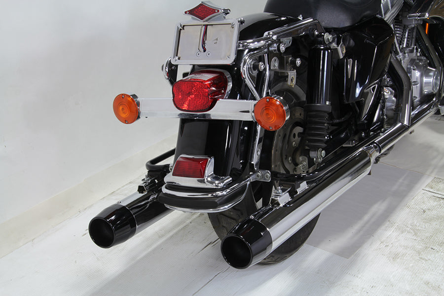 Chrome Muffler Set with Black Medium Tapered End Tips