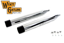 Load image into Gallery viewer, Wyatt Gatling Chrome Muffler Set with Black Gun Barrel Ends