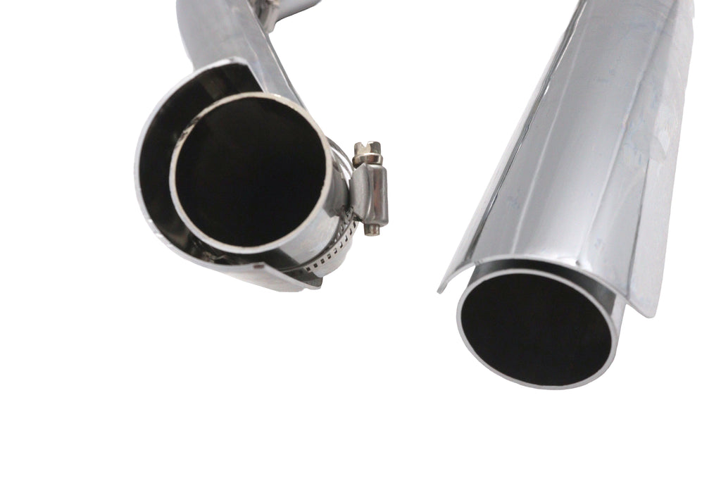 Factory Sample True Dual Header with Fishtails Chrome