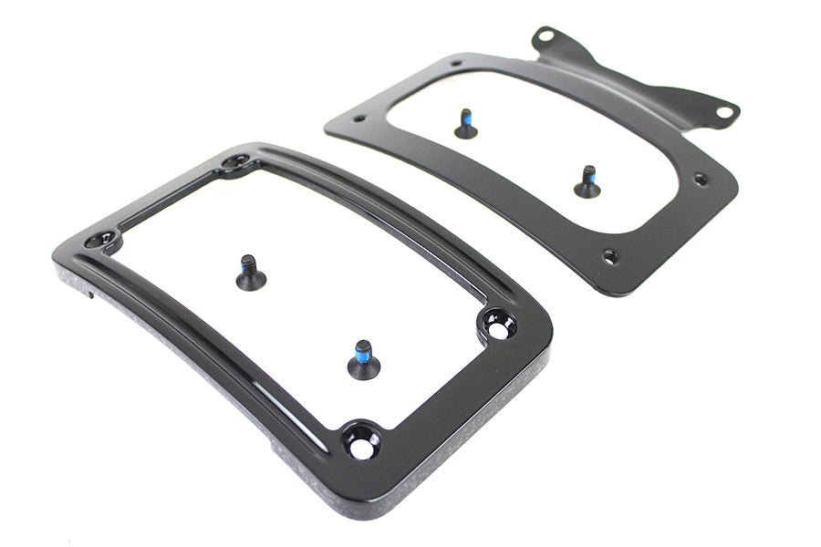 Curved License Plate with Frame Black