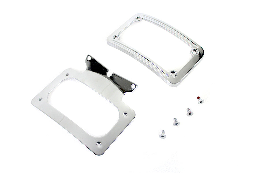 Curved License Plate with Frame Chrome