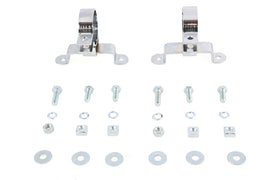 V-TWIN exhaust muffler hanger clamp set with two metal clamps for securing motorcycle exhaust pipes.