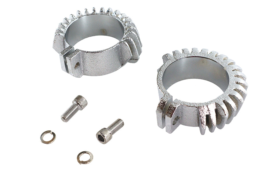 Replica Chrome Finned Exhaust Clamp Set