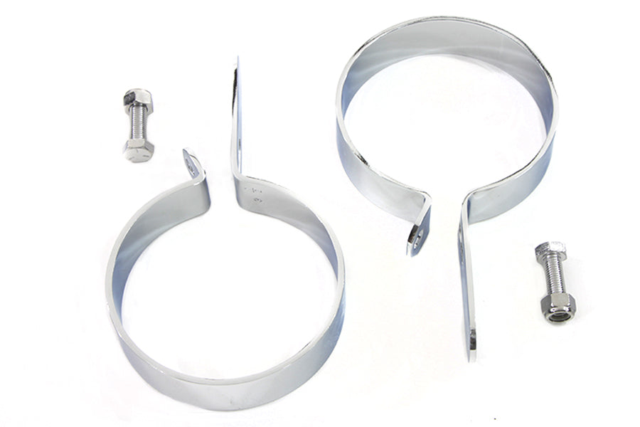 Chrome 3-1/2 inch Muffler Body and End Hanger Clamp Set