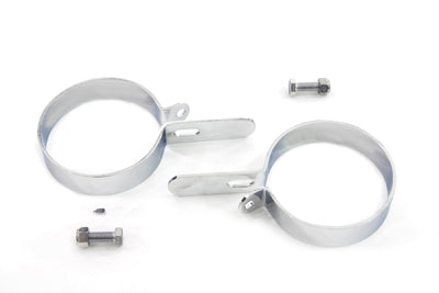 Chrome 3-1/2 inch Muffler Body and End Hanger Clamp Set