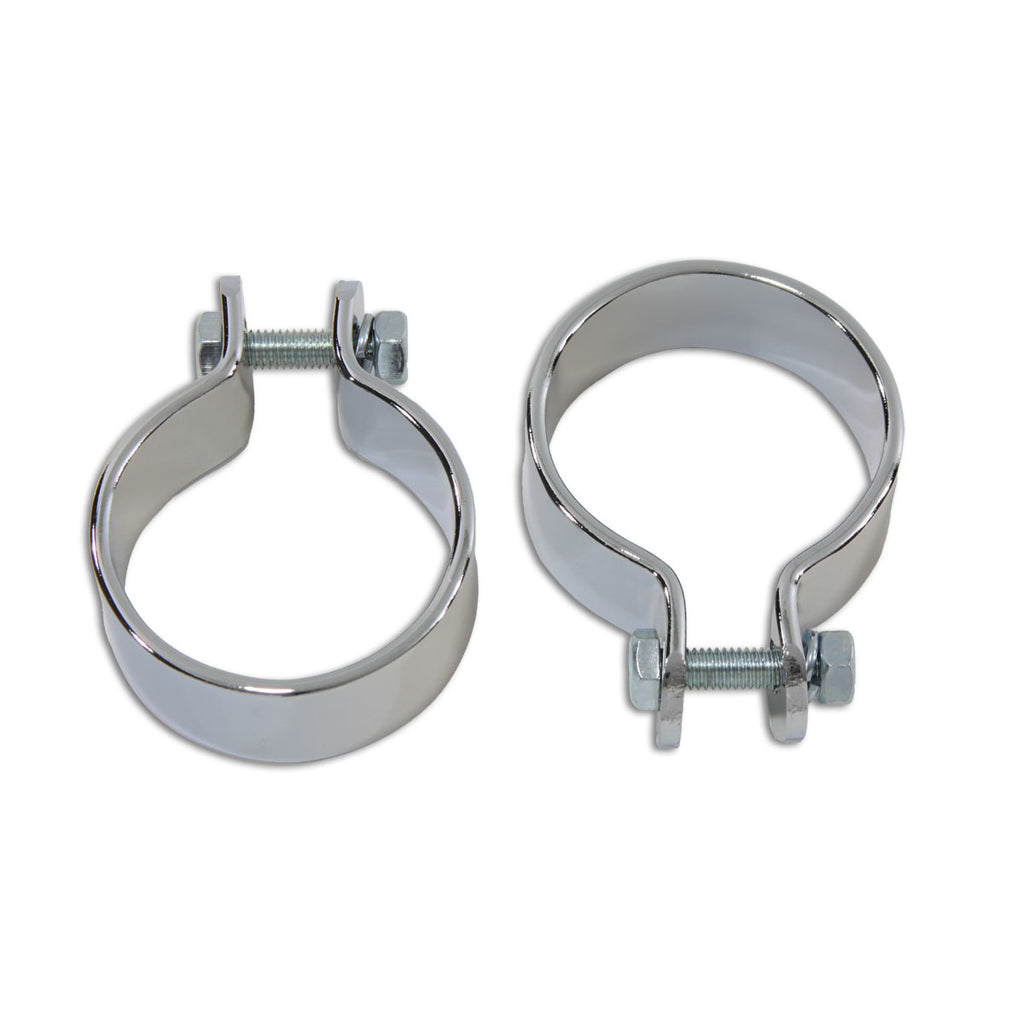 Chrome 1-3/4 inch Muffler Body and End Clamp Set