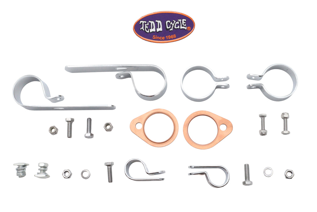 Shovelhead Header Set Mount Kit Chrome