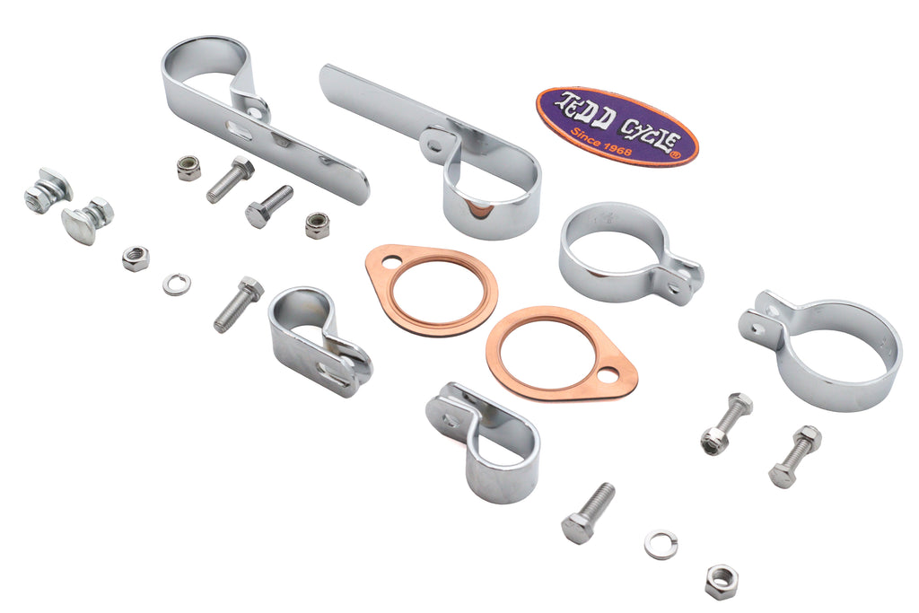 Shovelhead Header Set Mount Kit Chrome