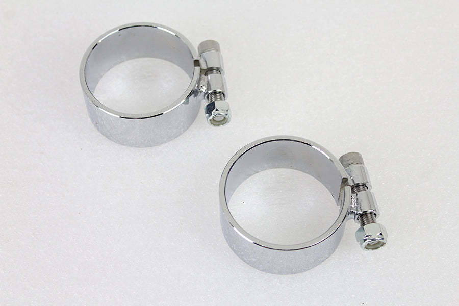 Chrome 2-1/8 inch Wide Muffler Body and End Clamp Set