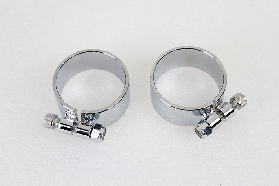 Chrome 2-1/8 inch Wide Muffler Body and End Clamp Set
