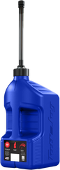 Blue TUFF JUG 5-gallon utility container with autostop spout, durable plastic for water or liquid storage.