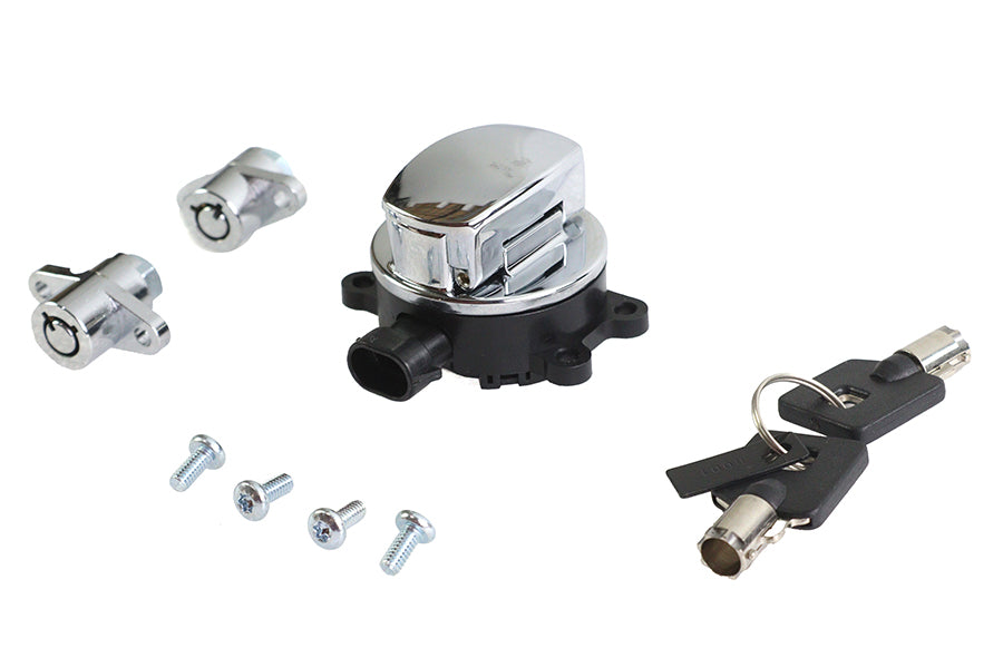 Side Hinge Ignition Switch and Saddlebag Lock Kit Chrome