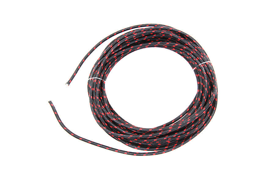 Black with Red Dot 25' Braided Wire