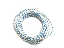 Load image into Gallery viewer, White with Blue Dot 25' Braided Wire