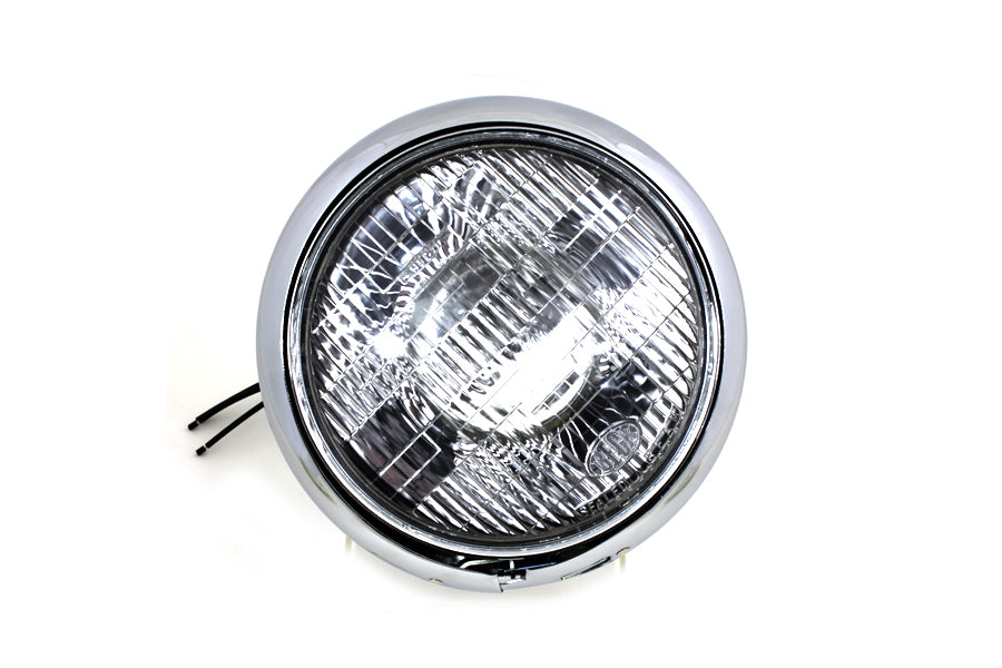 Chrome Replica 7 inch Round Headlamp 6 Volt