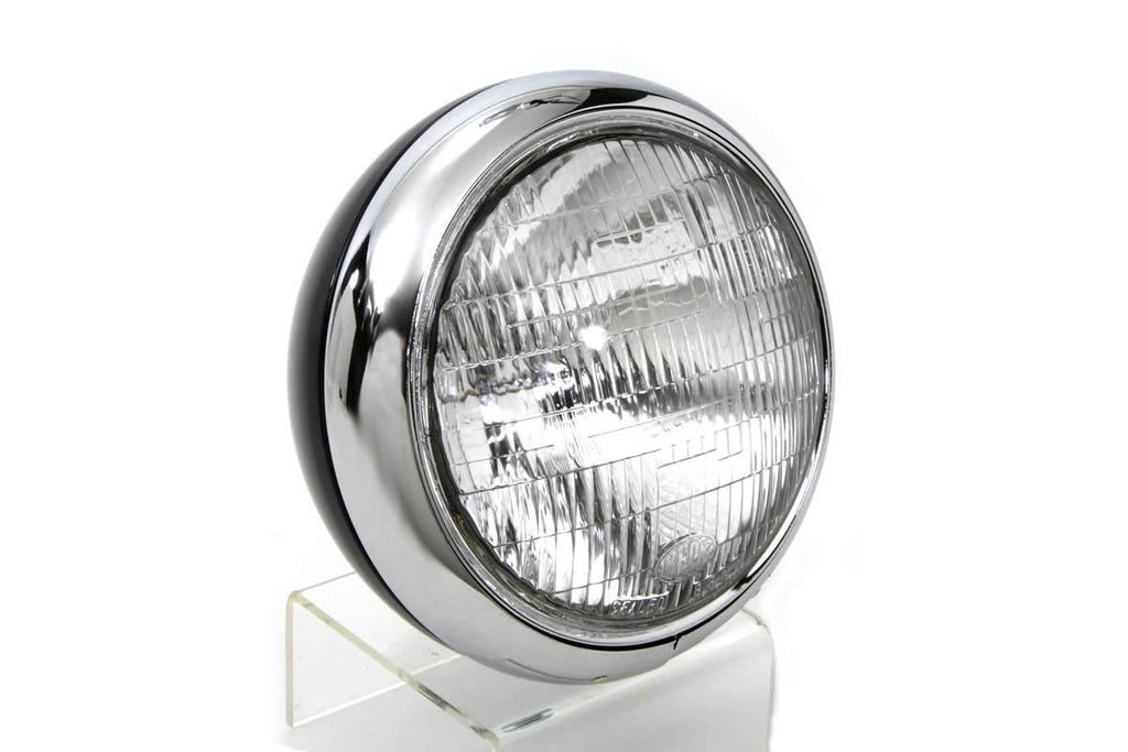 Black Replica 7 inch Round Headlamp 6 Volt