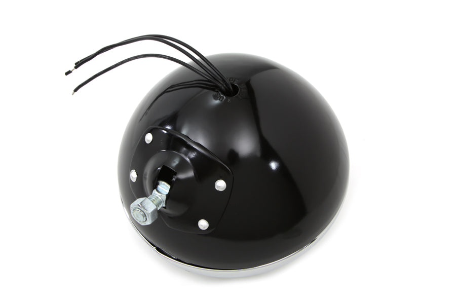 Black Replica 7 inch Round Headlamp 6 Volt