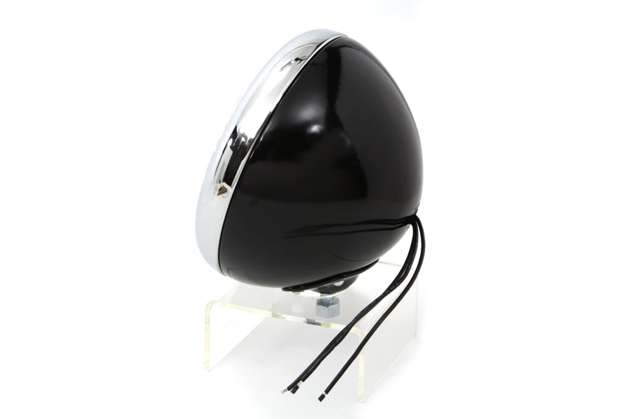 Black Replica 7 inch Round Headlamp 6 Volt