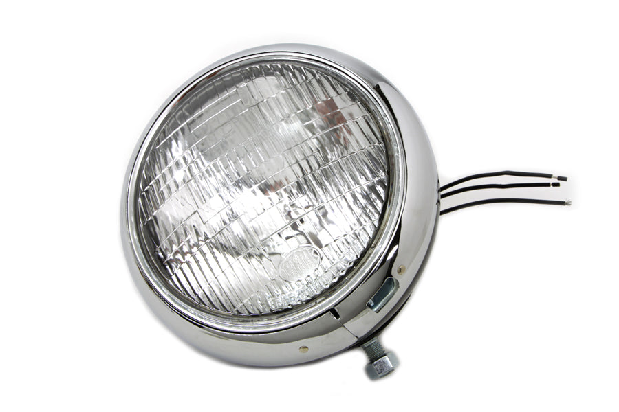 Black Replica 7 inch Round Headlamp 6 Volt