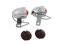 Load image into Gallery viewer, Chrome Bullet Marker Lamp Set with Red Lens