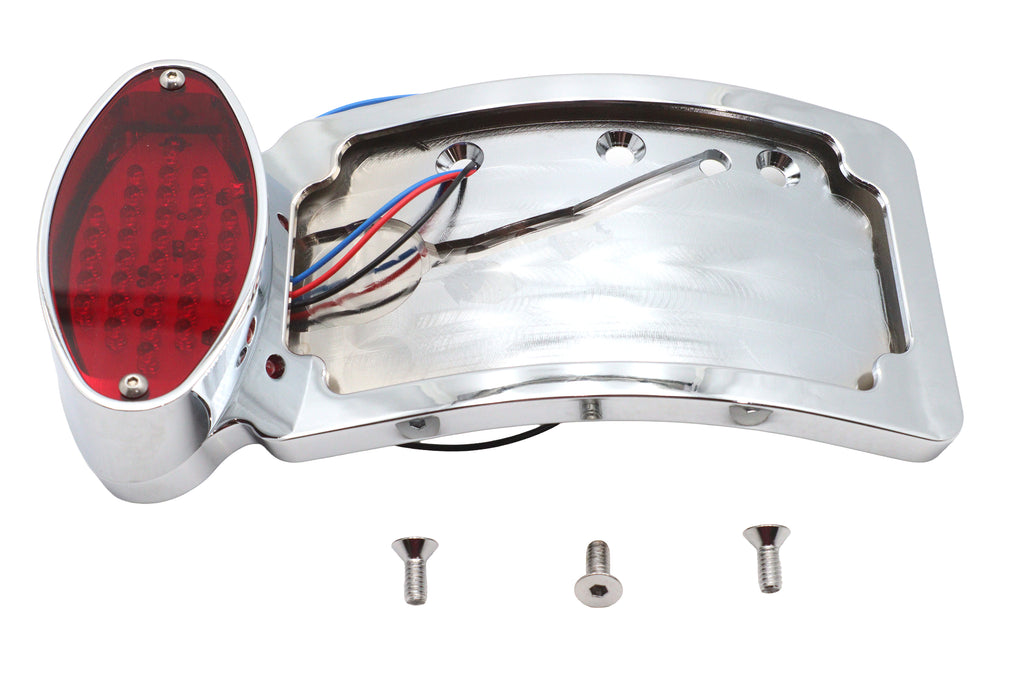 Chrome Cateye LED Tail Lamp License Plate Assembly