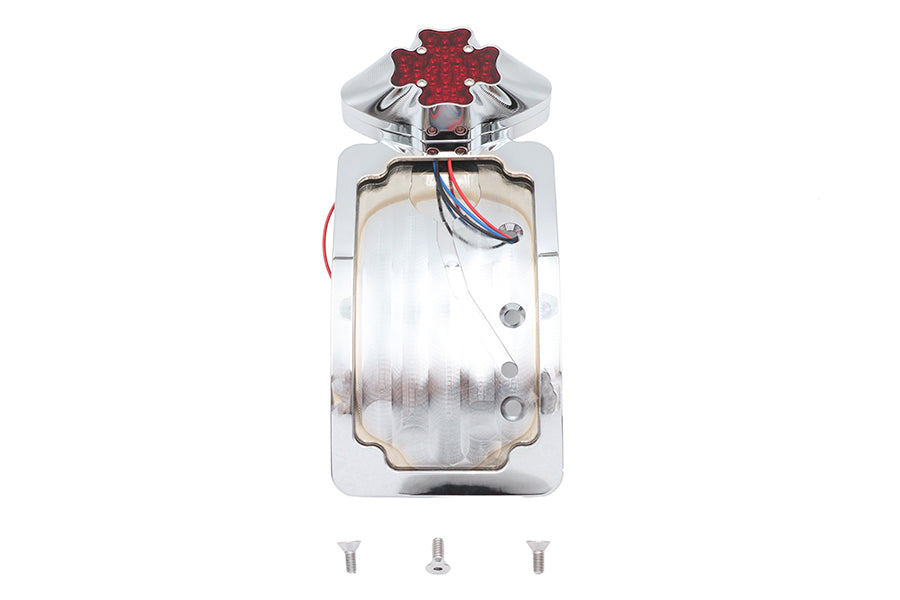 Chrome Maltese LED Tail Lamp License Plate Assembly