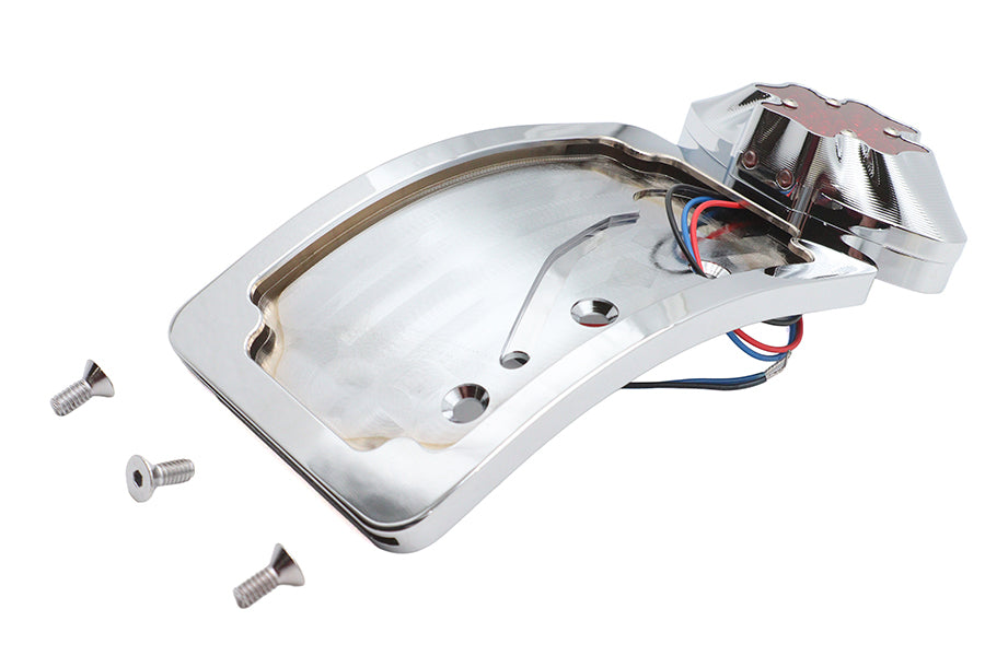 Chrome Maltese LED Tail Lamp License Plate Assembly