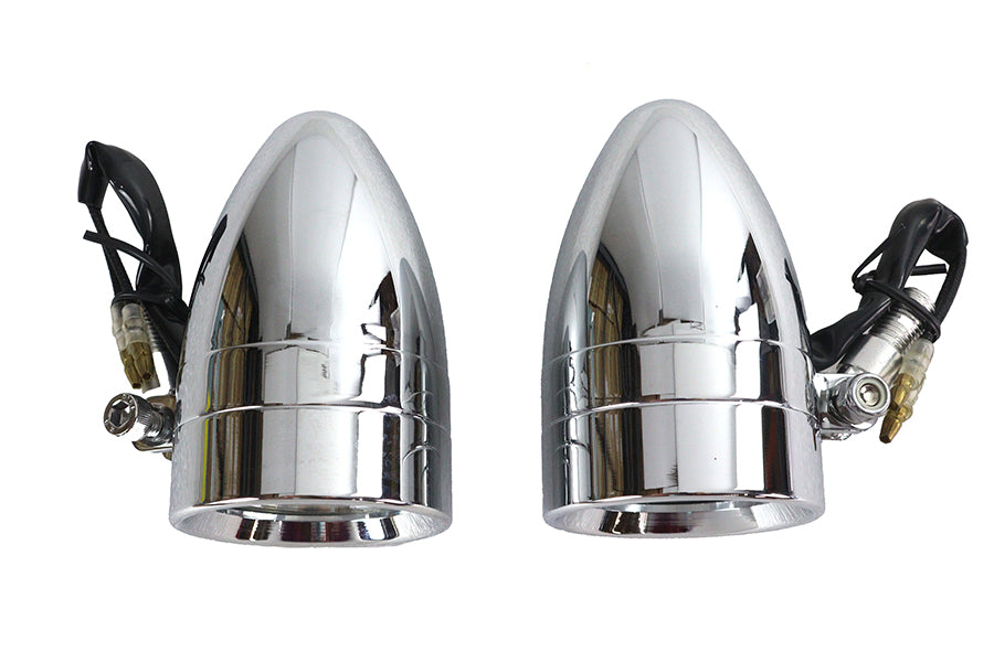 Chrome Torpedo Marker Lamp Set with Clear Lens